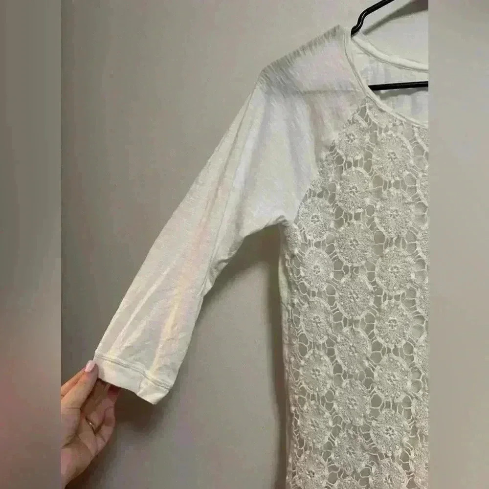 Ann Taylor LOFT - Women’s 3/4 Sleeve White Layered Embroidered Top - Size S - Picture 5 of 6